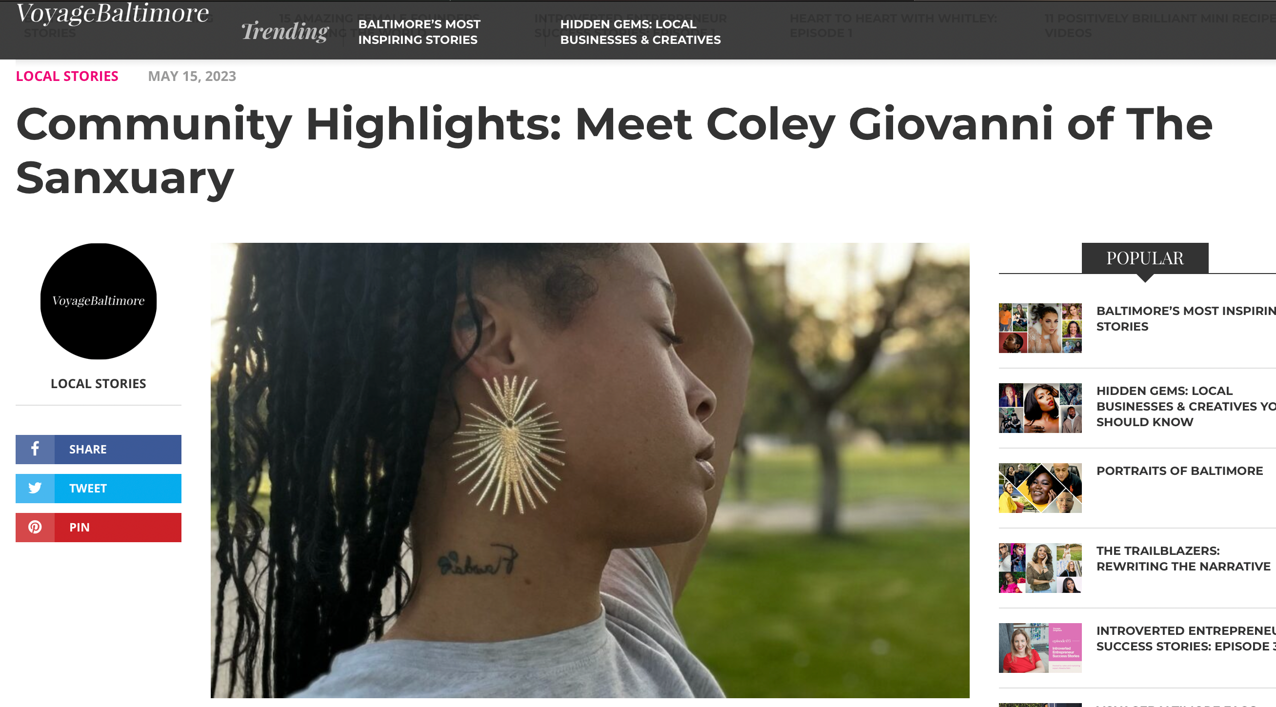 Voyage Baltimore: Community Highlights: Meet Coley Giovanni of The Sanxuary